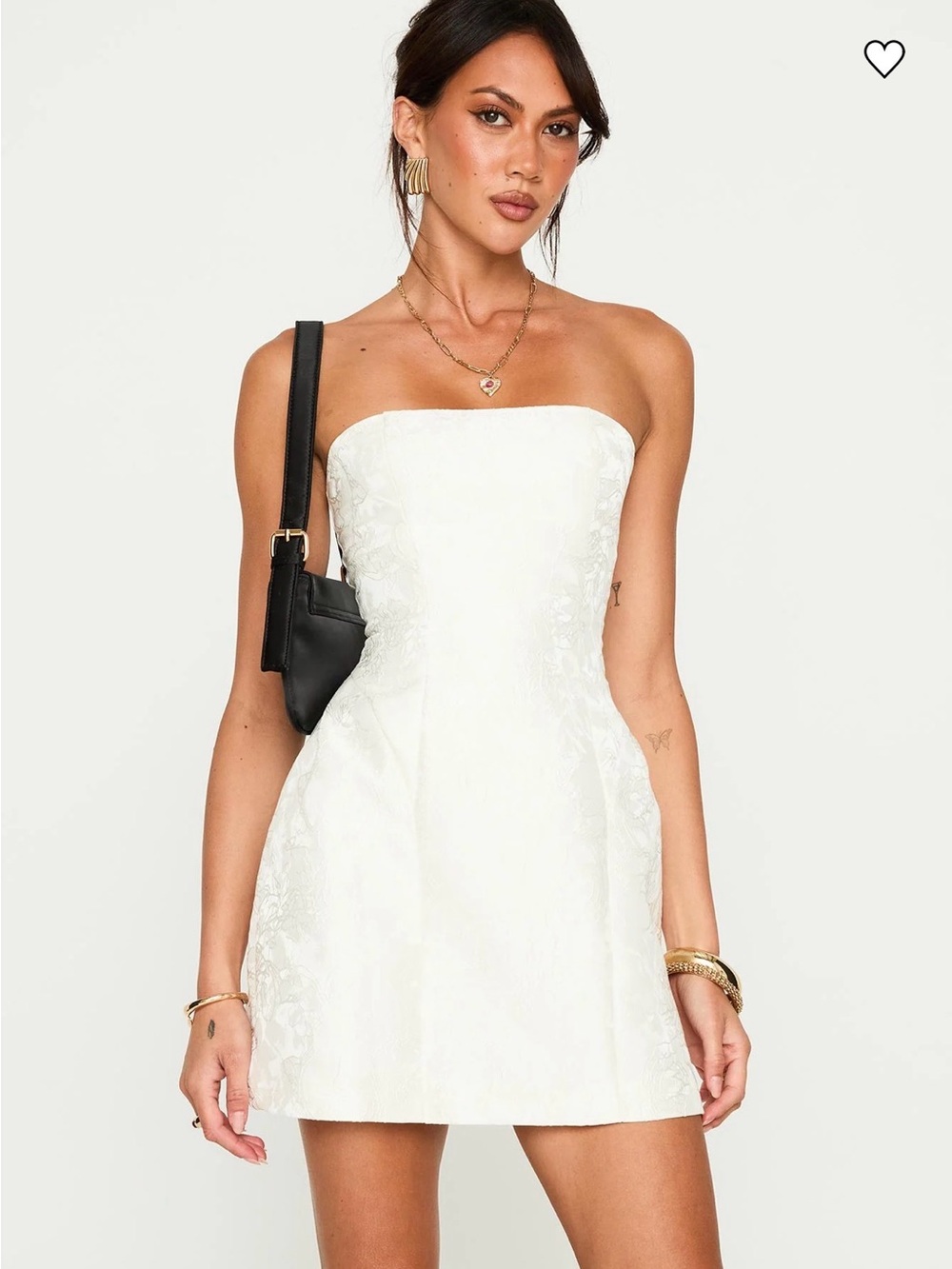 Princess Polly White Strapless Jacquard Mini Dress
